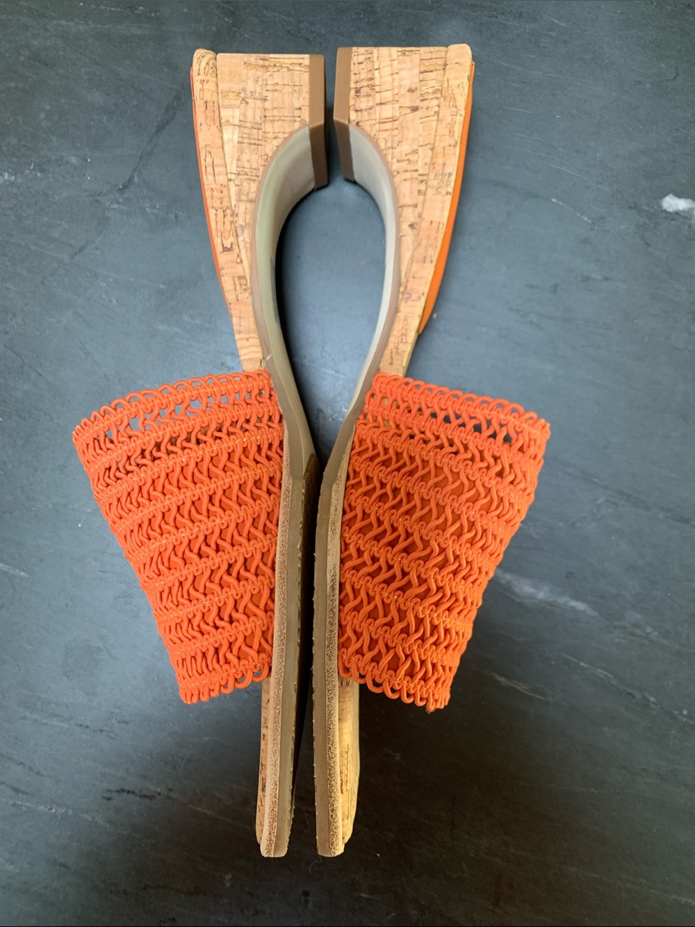 Donald J. Pliner Orange Woven Cork-Trim Slide Sandals - Picture 2 of 5